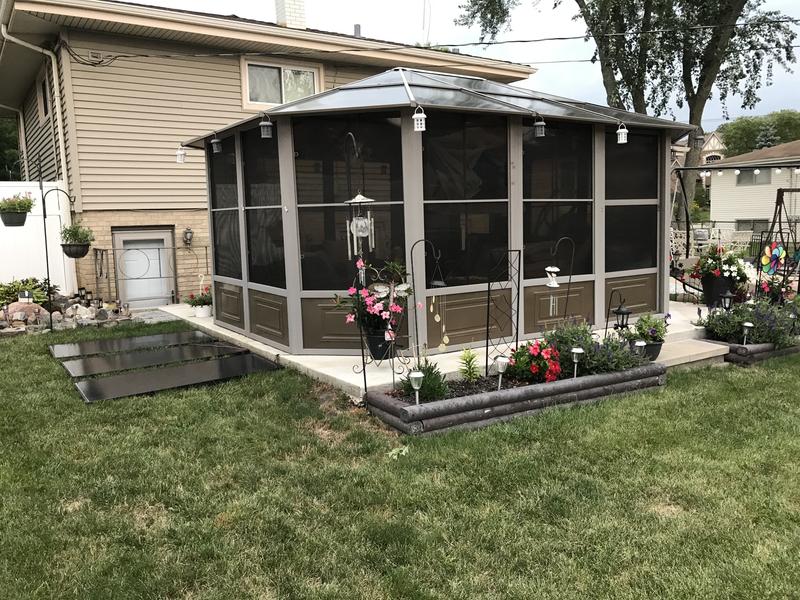 Gazebo Penguin 15-ft x 12-ft Florence solarium Octagon Sand Metal ...
