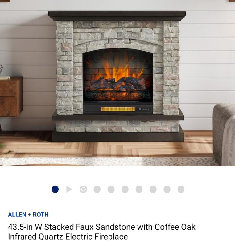 allen + roth 43.5-in W Stacked Faux Sandstone with Coffee Oak Infrared  Quartz Electric Fireplace at Lowes.com