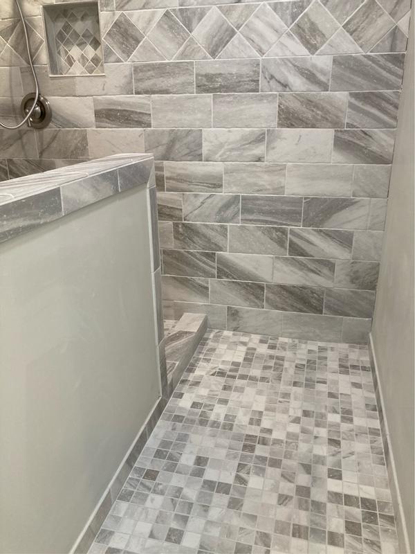 Style Selections Sovereign Stone Pearl 6-in x 12-in Glazed Porcelain Marble Stone Look Floor and Wall Tile