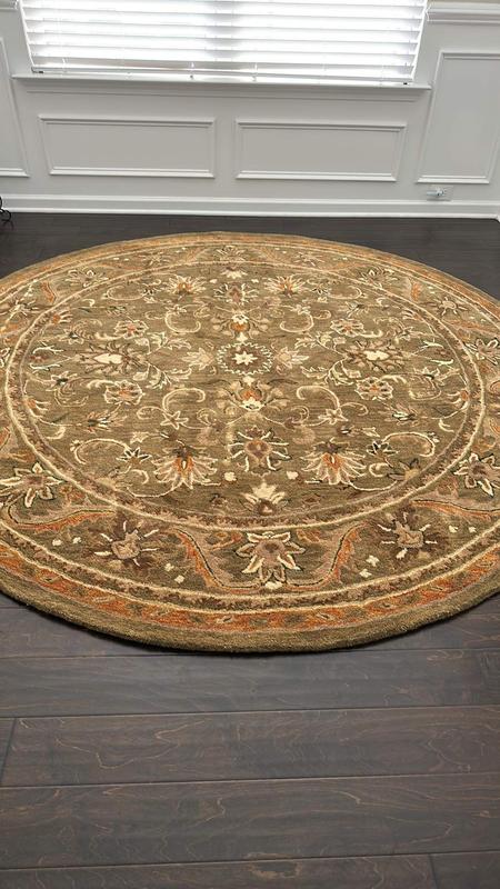 SAFAVIEH Anatolia Veronica Traditional Wool Area Rug, Beige/Green, 8' x 8'  Round 