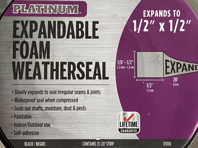 M-D Building Products Platinum Series 1 in. x 1 in. x 156 in. Black  Expandable Foam Tape Weatherseal for Uneven Gaps 52052 - The Home Depot