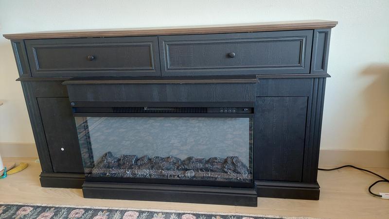 AOXUN 80-in W Gray TV Stand with LED Electric Fireplace H21014GR