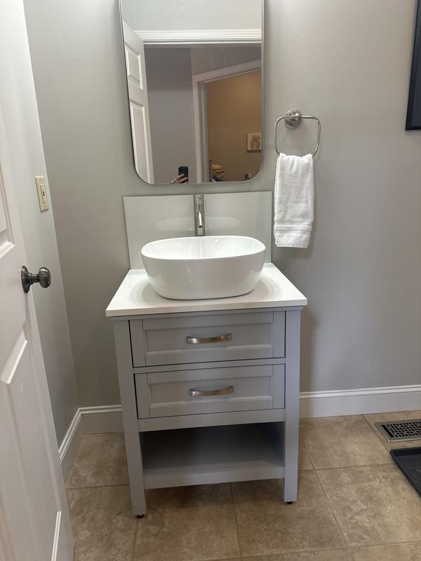 Style Selections Cromlee 24-in Light Gray Single Sink Bathroom Vanity with Engineered White Stone Engineered Stone Top (Faucet Included)