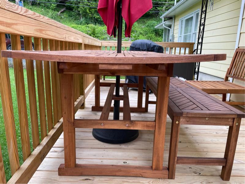 Walker Edison 3 -Piece Dark Brown Patio Dining Set Extendable Table ...