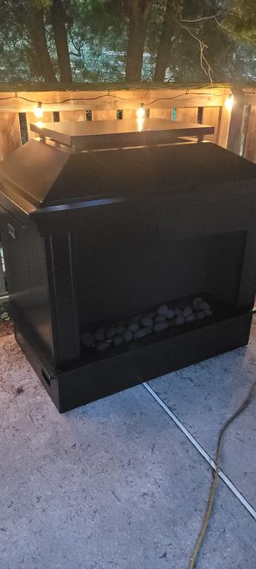 allen + roth 40000-BTU Black Steel Liquid Propane Outdoor Fireplace in ...