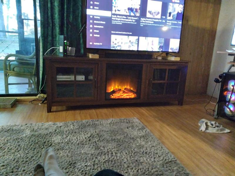 Dark walnut deals fireplace tv stand