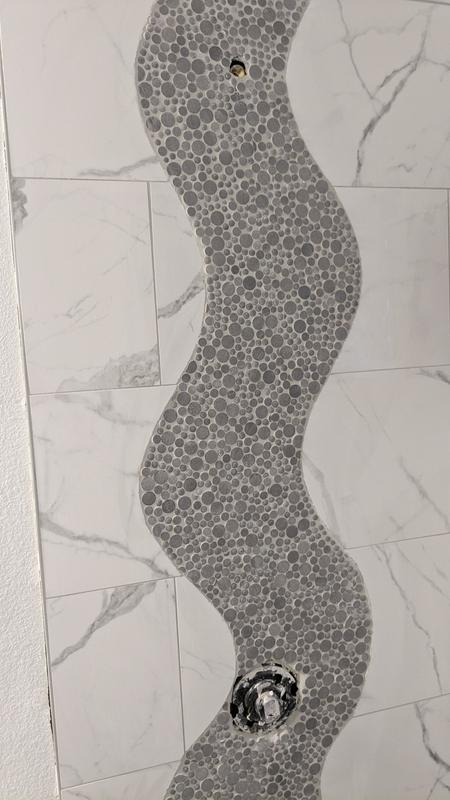 Elida Ceramica Charcoal Cirque Grey 12-in x 12-in Glazed Recycled Glass Pebble Marble Look Floor and Wall Tile (0.998-sq. ft/ Piece)