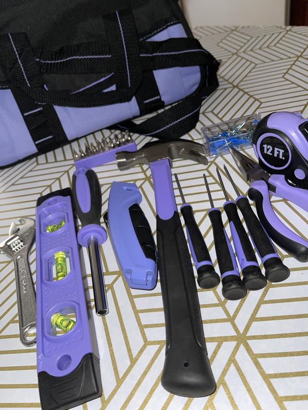 Essentials Tool Set with Zip-Up Bag, 32-Piece, Purple/White