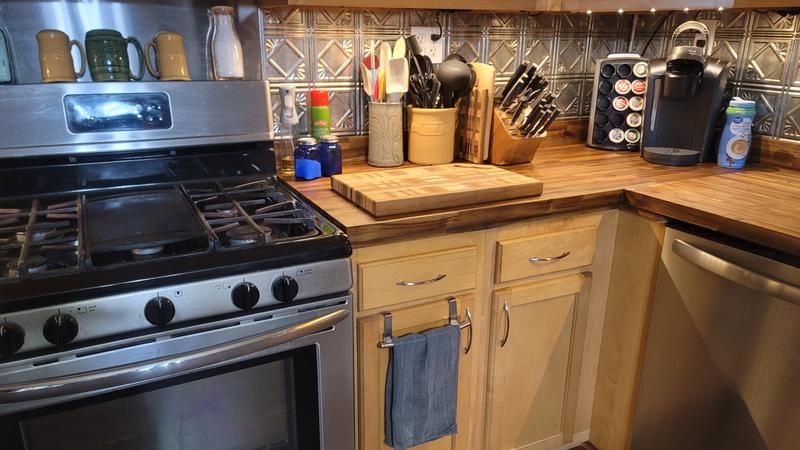 allen + roth Natural grain 6-ft x 39-in x 1.5-in Spice Stained Acacia ...
