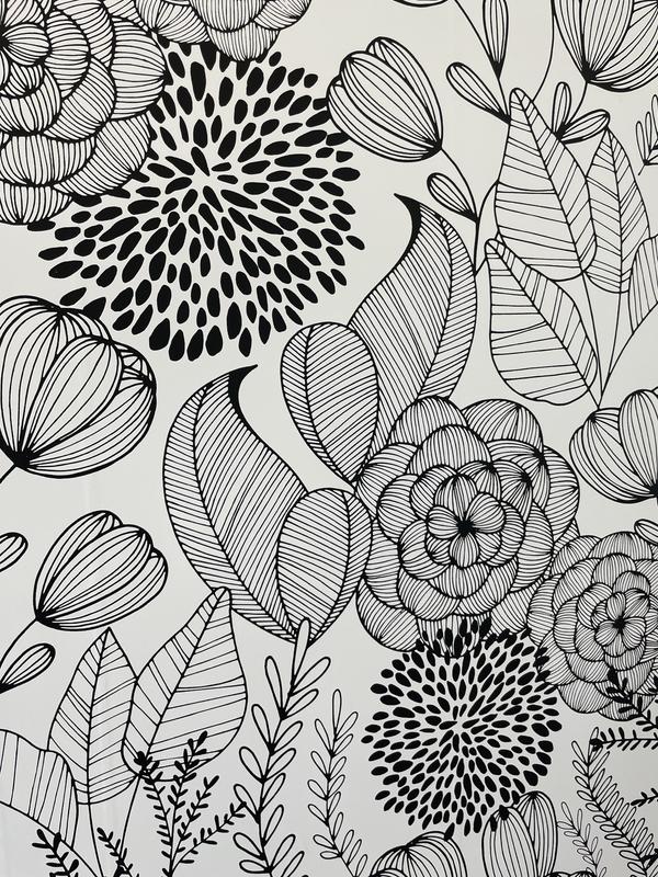 NuWallpaper 30.75-sq ft Black Vinyl Floral Self-Adhesive Peel and