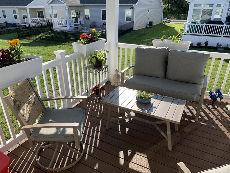 allen + roth Townsend 2-Piece Patio Conversation Set with Tan Cushions ...