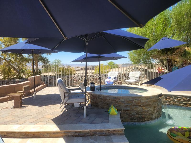 SimplyShade 9-ft Aluminum Tan Slide-tilt Market Patio