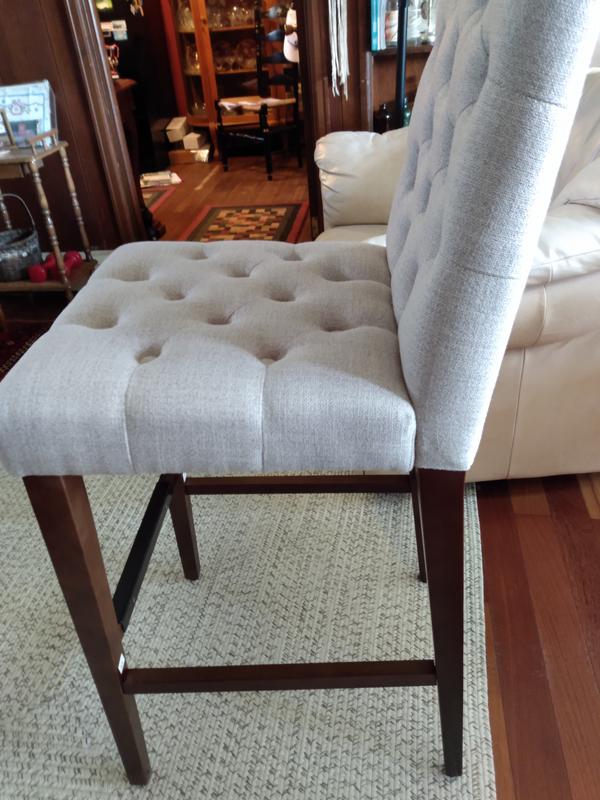 allen roth Deep Walnut 29.9 in H Bar height Upholstered Wood Bar Stool Back KF.Y1236 at Lowes