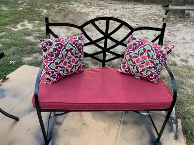 Style Selections Valleydale Texture Red Patio Loveseat Cushion at Lowes