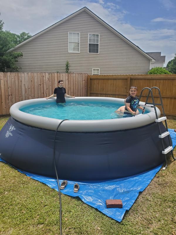 Intex 15-ft x 15-ft x 42-in Inflatable Top Ring Round Above-Ground Pool ...