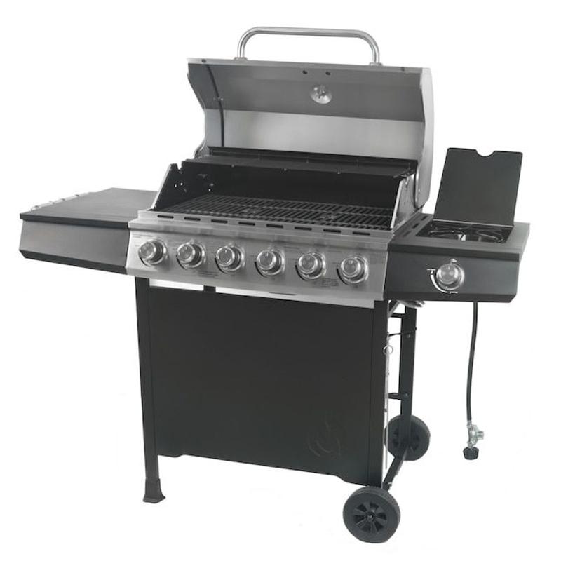 Master Forge Stainless Steel and Black 6-Burner Liquid