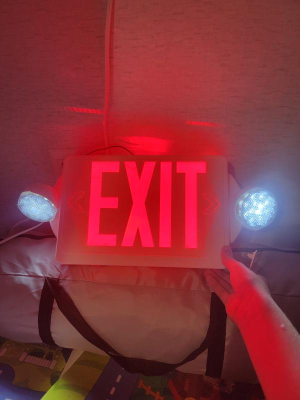 EXITLUX LED Emergency Exit Light - Dual Voltage 120V-277V, Wall Mounted, With Backup Battery, Red Sign - View #7