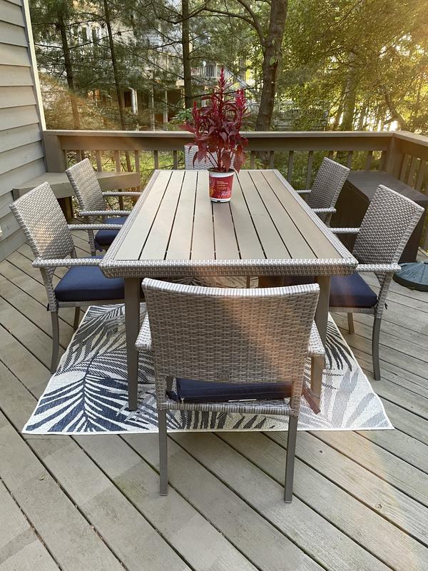 RST Brands Portofino Casual 7 Piece Brown Wicker Patio Dining Set