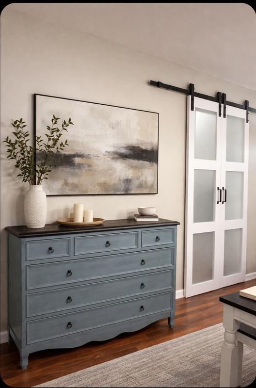 CALHOME Single bifold 42-in x 84-in White Glass Sliding Barn Door ...