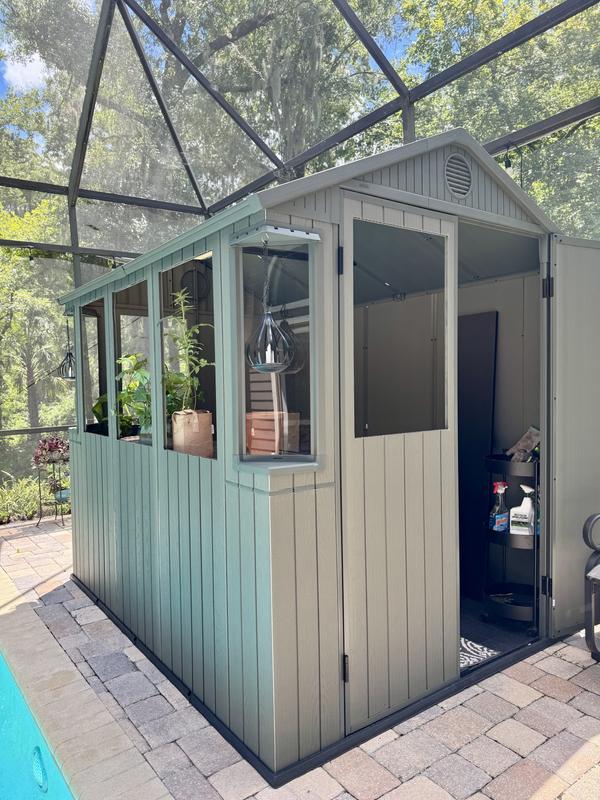 Keter 8-ft x 6-ft Potting Shed Modern Outdoor Green Gable Roof