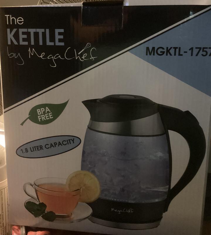 MegaChef 1.8Lt. Glass Tea Kettle with Electric Base - Black