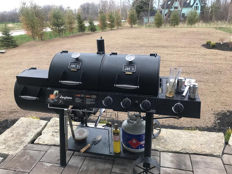 Gas and Charcoal Grill Combo with Smoker, Longhorn