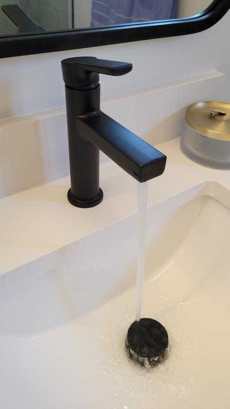 BWE Robinet de lavabo monotrou à poignée unique avec assemblage de vidange  en noir mat et