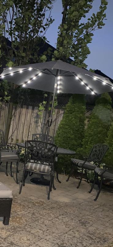 Style Selections Westbrook Market Umbrella with LED Lighting - Aluminum and  Olefin - Tiltable - Grey YJAUC-165L-4A | RONA