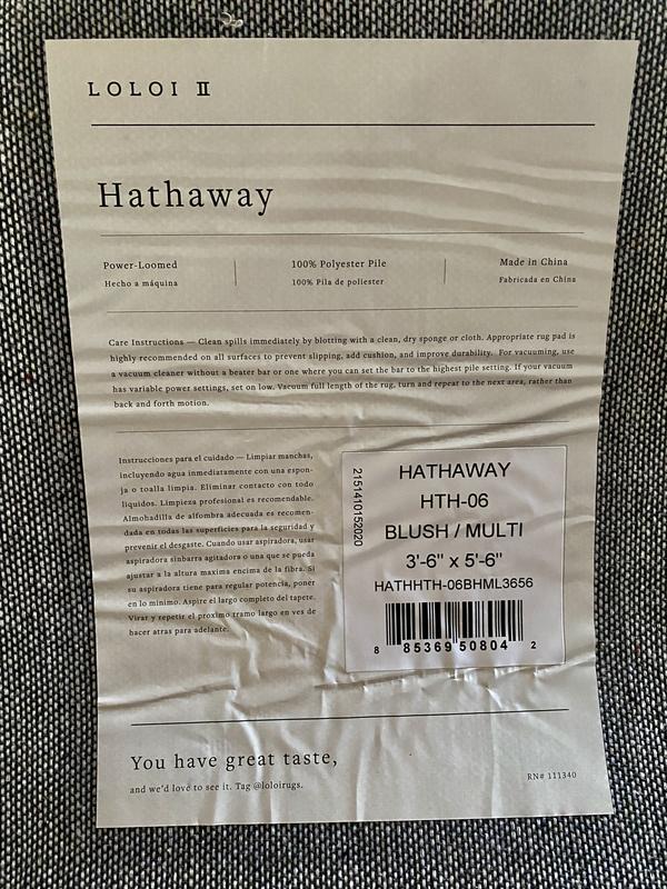 Information on back of rug