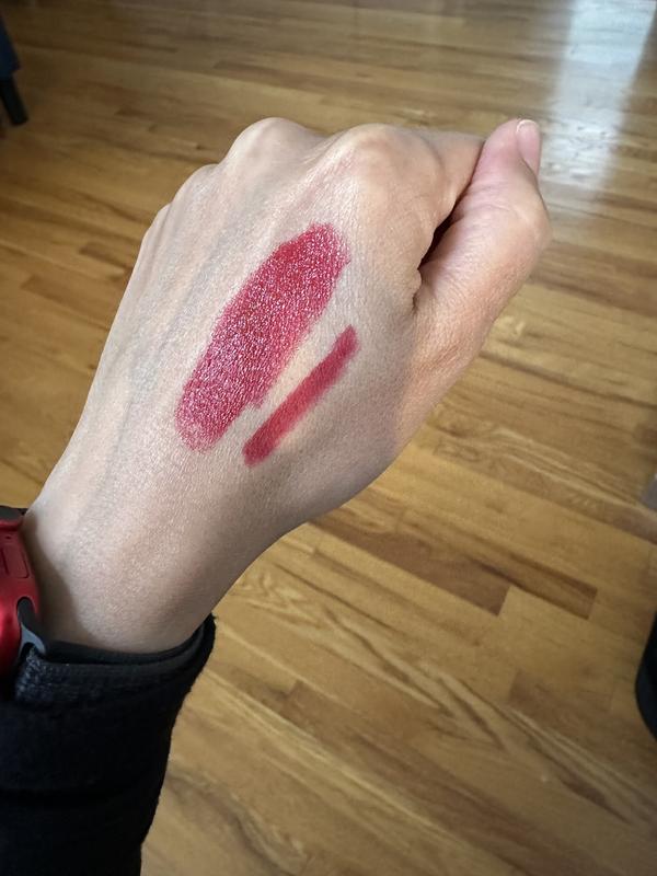 Swatched liner next to lipstick