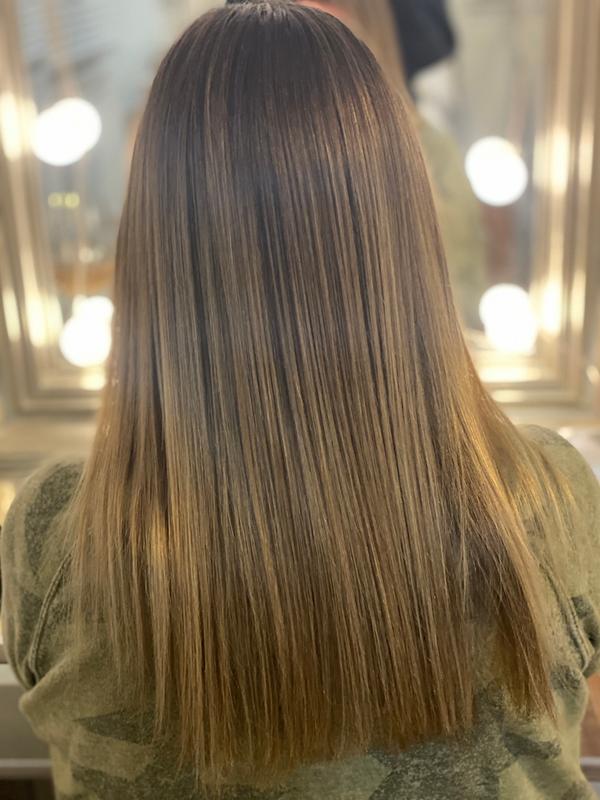 frosted highlights on dark hair