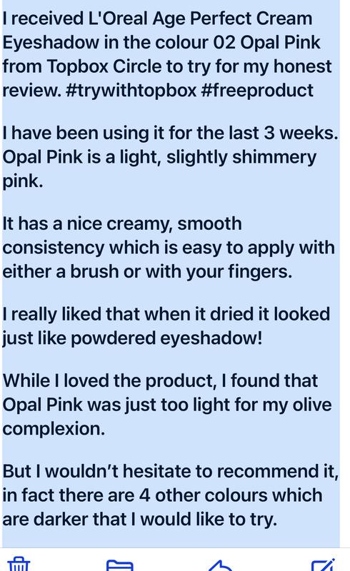 L'Oreal Age Perfect Cream Eyeshadow in the colour 02 Opal Pink -1