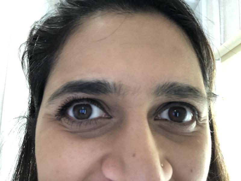 Right eye with mascara and left eye without