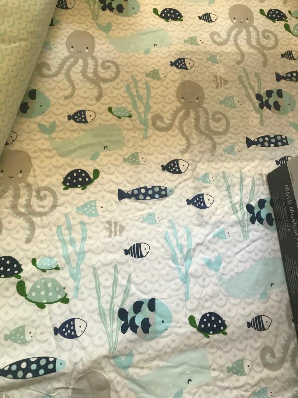 Oceania Blue/Gray/White Whale with Octopus and Fish Nautical Ocean
