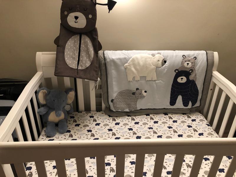 Lambs & Ivy Montana Blue/Gray Bears and Mountains Crib/Toddler Quilt/Comforter 