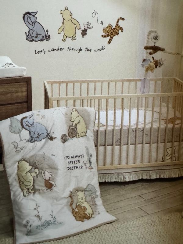 Disney Baby Pooh Bear Pals Cotton 3Piece Nursery Crib Bedding Set Lambs Ivy