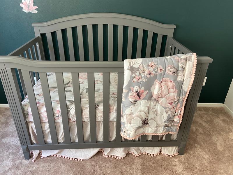 Botanical Baby Pink Floral Crib Bedding