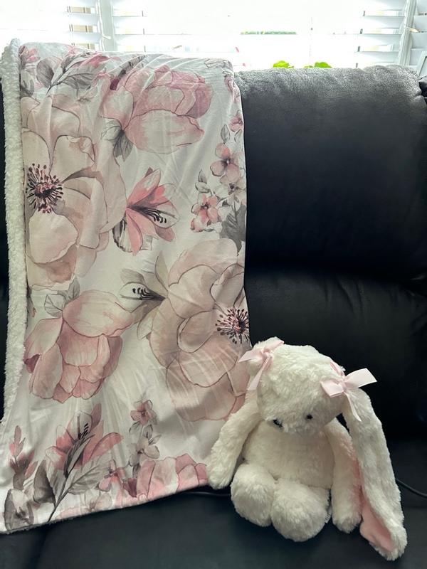 Floral Blanket & White Plush Bunny Stuffed Animal Toy Baby Gift Set – Lambs  & Ivy