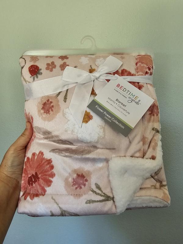 Flower Power Floral/Strawberry Soft/Cozy Fleece Baby Blanket