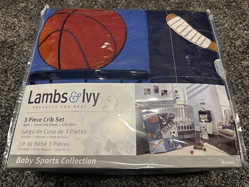 Baby Sports 3 Piece Football Basketball Baby Crib Bedding Set Lambs Ivy