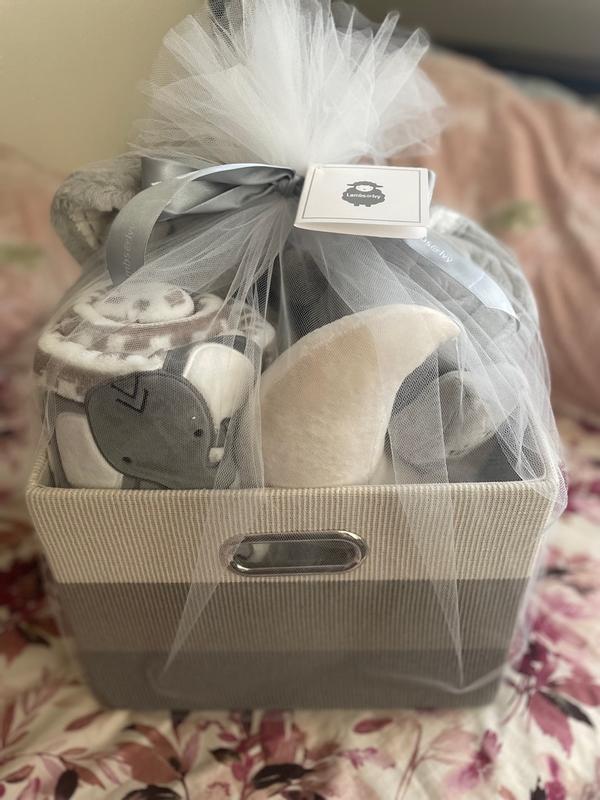 Lambs & Ivy Cesta de regalo de bebé gris de 5 piezas para baby  shower/recién nacido Bienvenido a casa