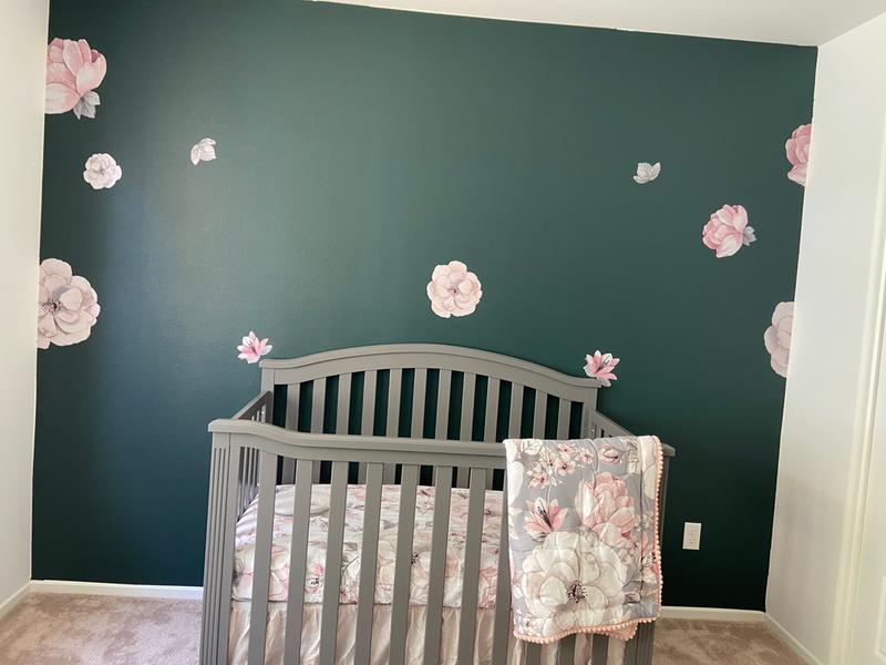 Botanical Baby Pink Floral Crib Bedding