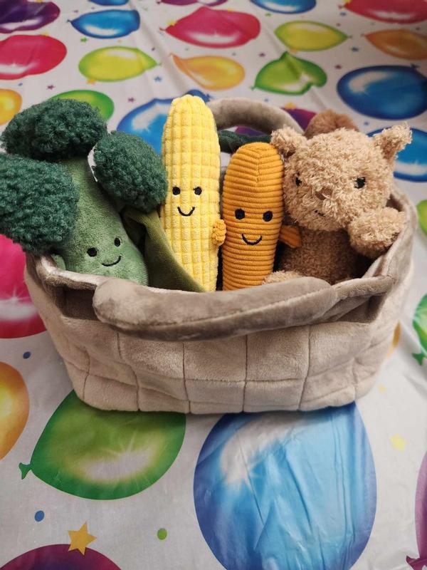 Plush Veggie Basket Play Set with Interactive Stuffed Vegetable Toys –  Lambs & Ivy