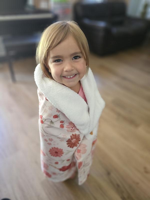 Flower Power Floral/Strawberry Soft/Cozy Fleece Baby Blanket