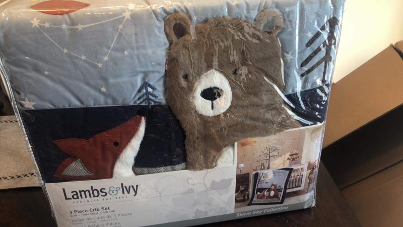 Lambs Ivy Sierra Sky Blue Gray Woodland Nursery 3 Piece Baby Crib Bedding Set Macy s