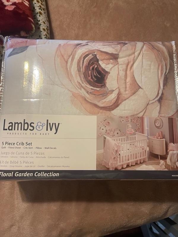  Lambs & Ivy Floral Garden Watercolor/Pink Linen 5-Piece Baby  Crib Bedding Set : Baby