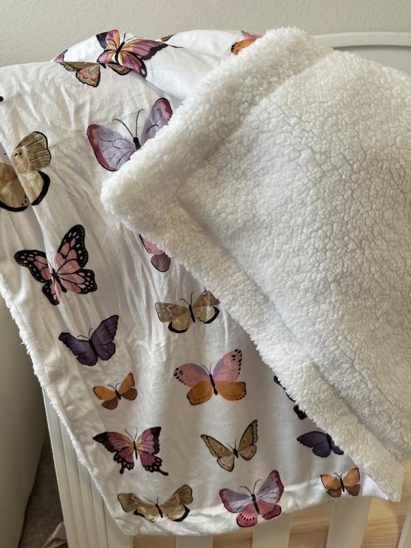 Butterfly Baby Blanket, Minky Baby Blanket, Faux Fur high quality Baby Blanket, Ivory Blanket, Girl Blanket, Butterfly Blanket, Cream, Beige, Neutral