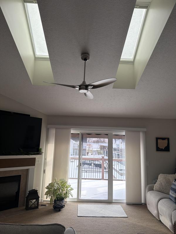 Fan installed with an 18" down rod we bought separately.