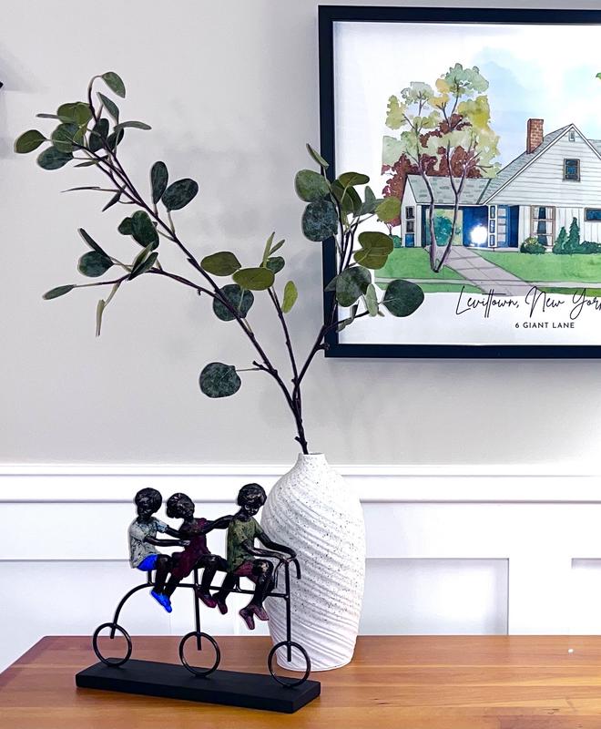 On a table in our dining room.