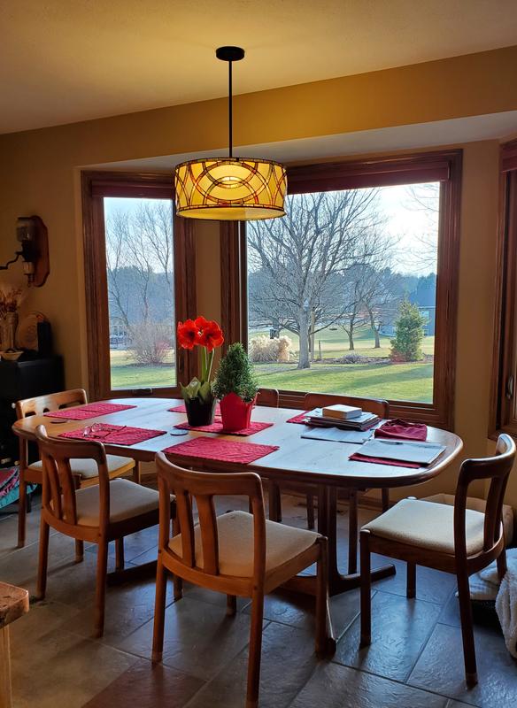 Can't stop looking at it! Not only beautiful, but great light, from mood to reading. No glare.